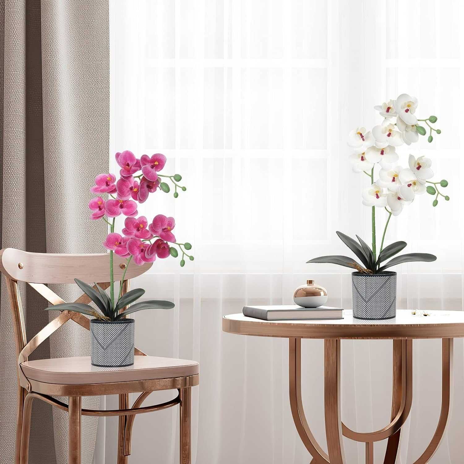 Sztuczne storczyki 2 szt kwiaty orchidei sztuczne orchidee + doniczki