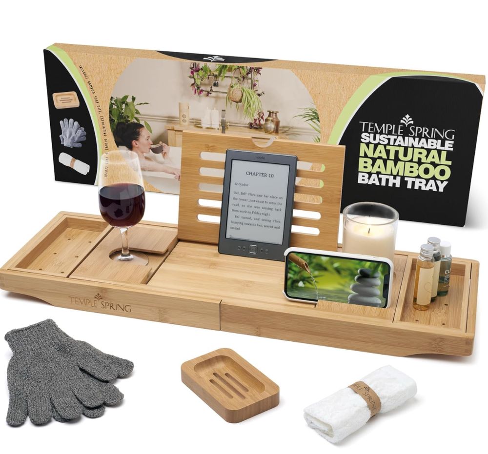 Półka regulowana bambusowa do wanny kolor Natural