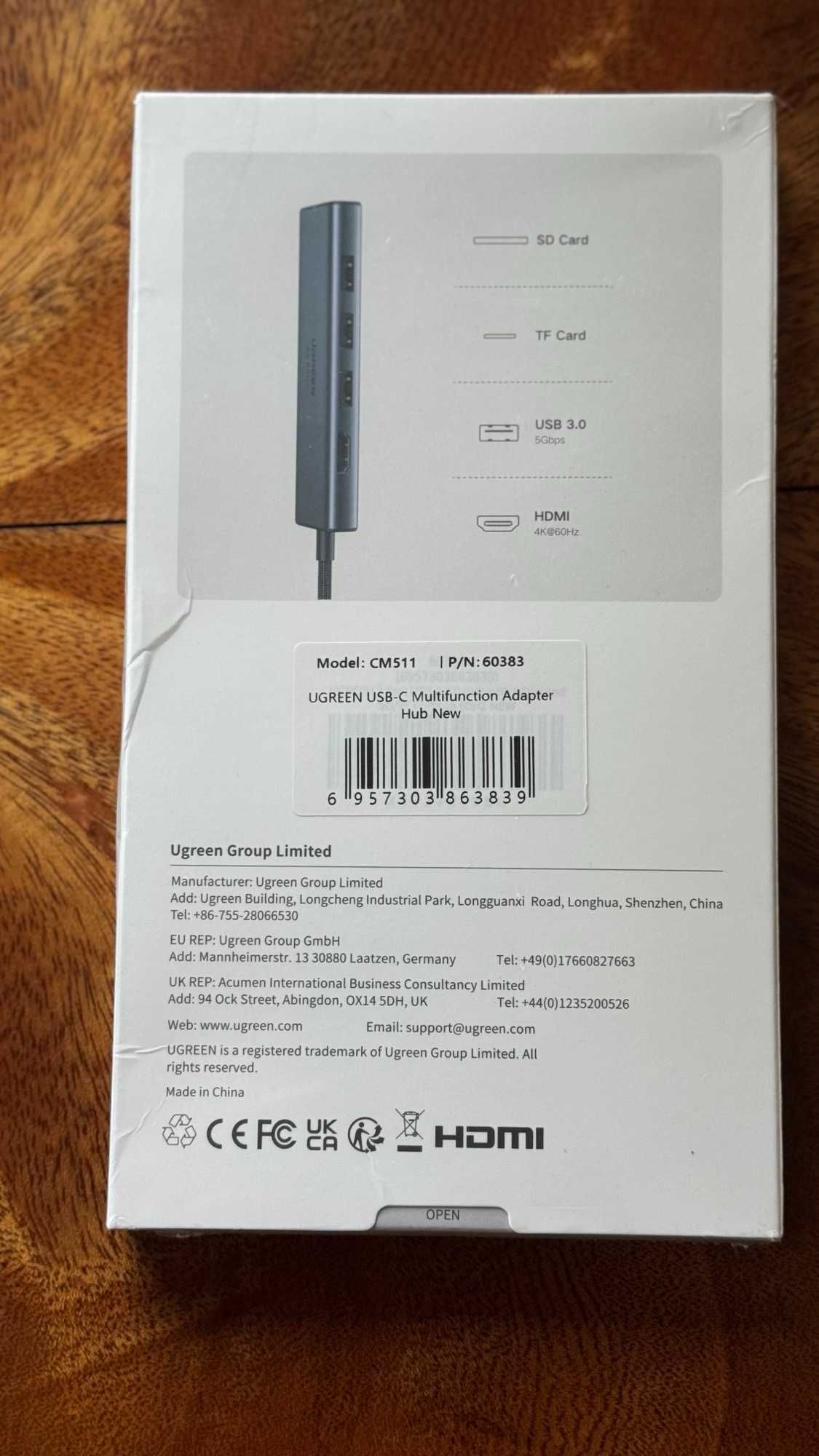 NOWY Ugreen CM511 – HUB USB-C 6w1 (HDMI 4K, LAN, PD 100W, SD, USB 3.0)