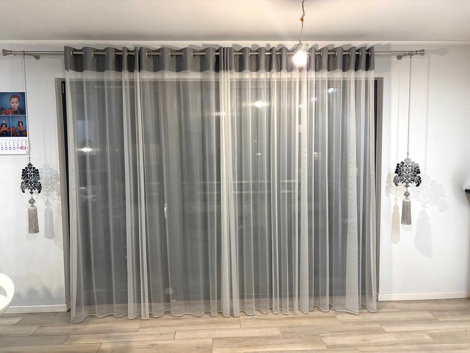 Karnisz metalowy chrom 380 cm wraz z ozdobami
