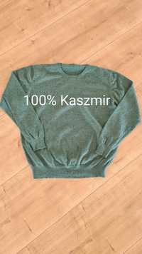 Sweter 100% Kaszmir zeroweste.  Na przeróbki krawieckie. Zielony