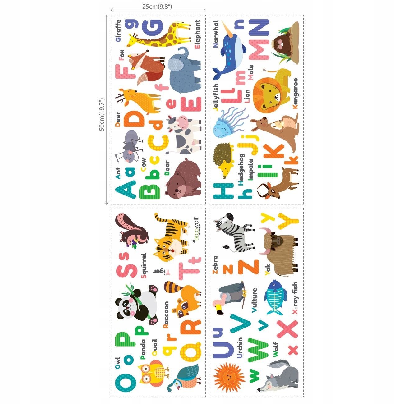 Naklejki Zestaw Alfabet Literki Ze Zwierzetami New