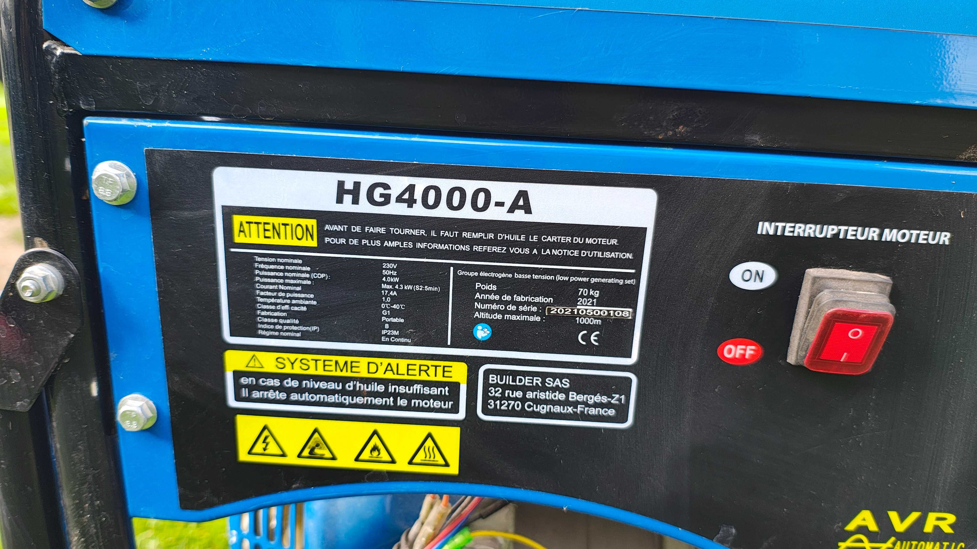 Agregat prądotwórczy Hyundai o mocy 4000W