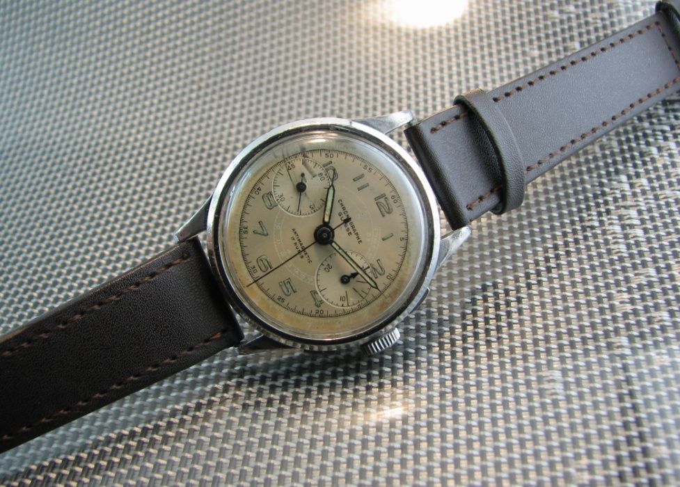 Zegarek WW2 Chronograf Chronographe SUISSE .17 Jewels..Swiss..1945