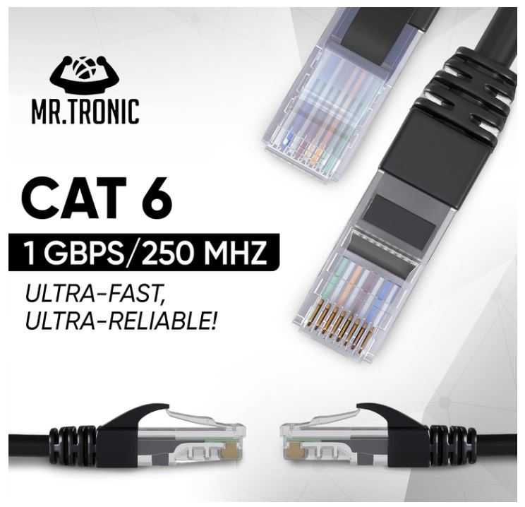 Kabel sieciowy Ethernet Cat6 RJ45 2m czarny Mr. Tronic