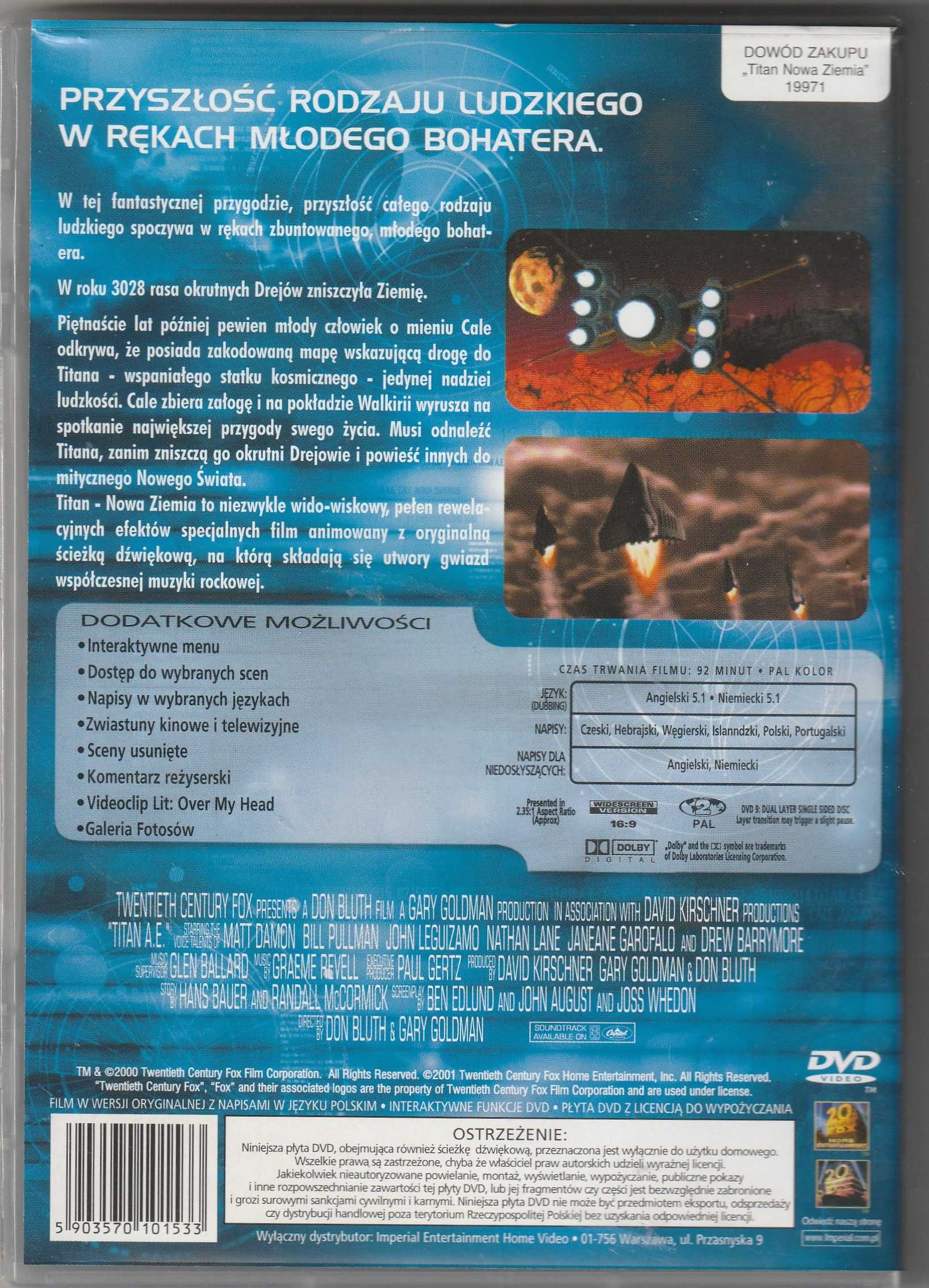 Titan AE płyta DVD