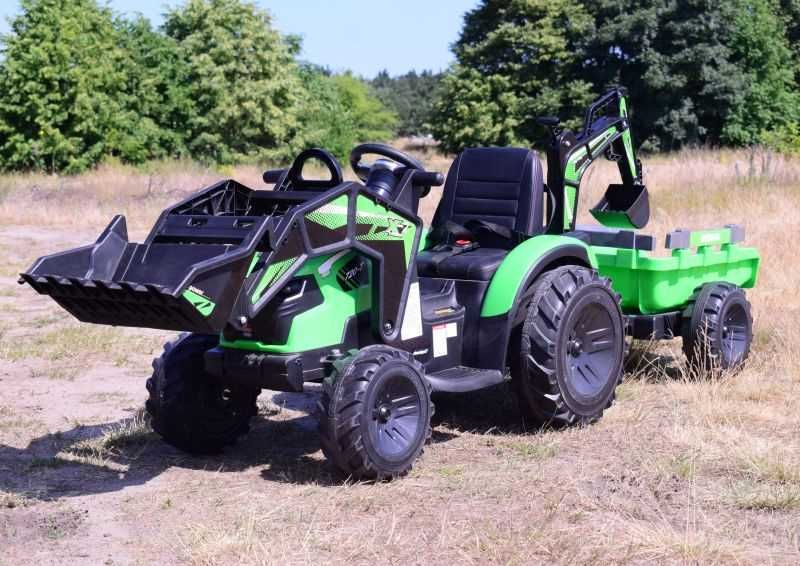 MEGA TRAKTOR z ładowarką, koparką, przyczepą 24 V SUPER-MOC OLBRZYMI