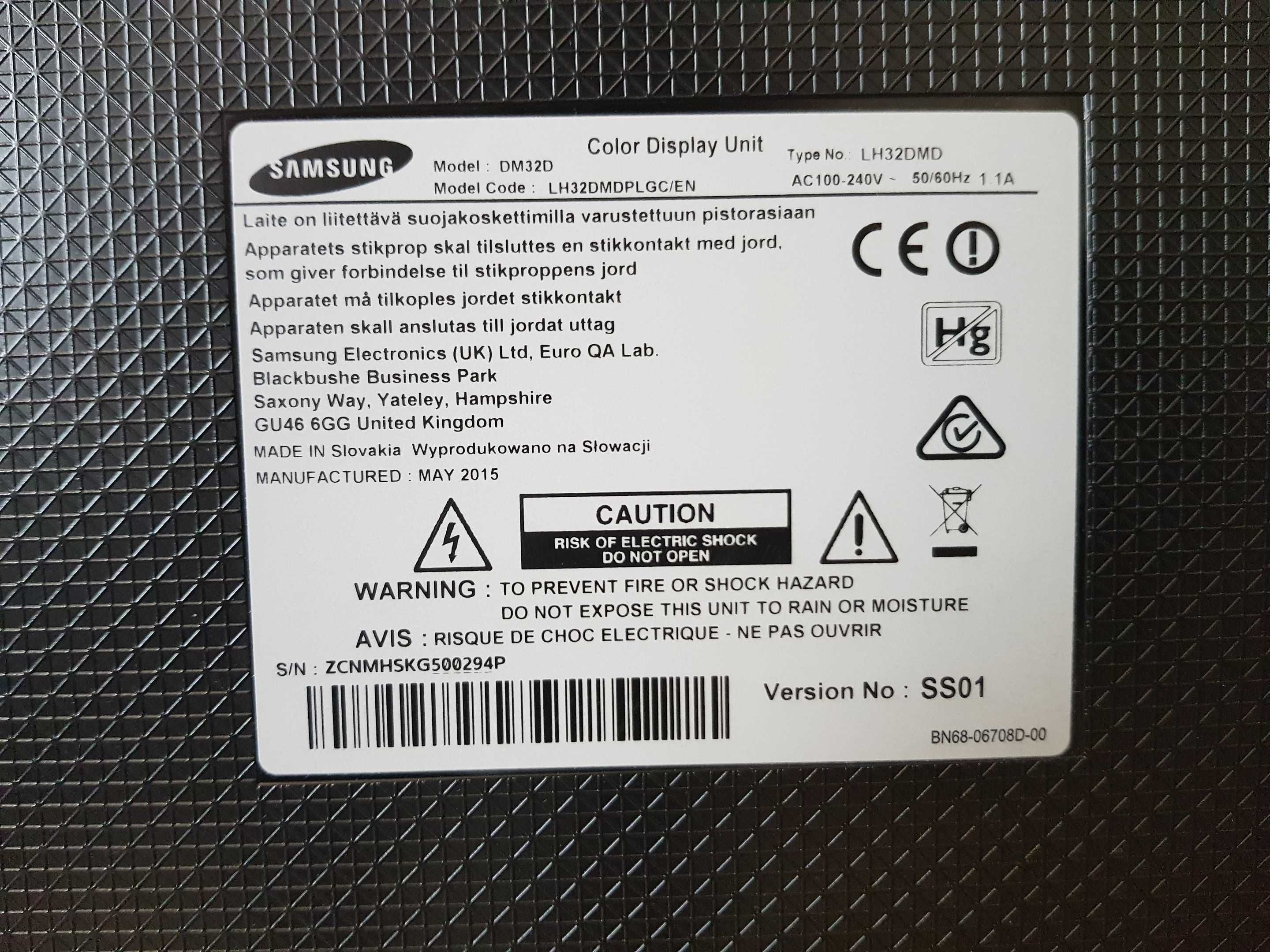 TV monitor Samsung DM32D + pilot