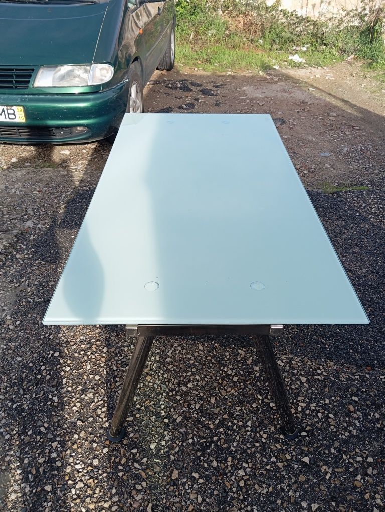 Mesa base de vidro altura regulável
