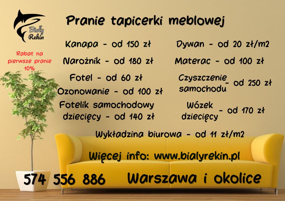 Pranie wykladziny biurowej, pranie mebli tapicerowanych, samochodów