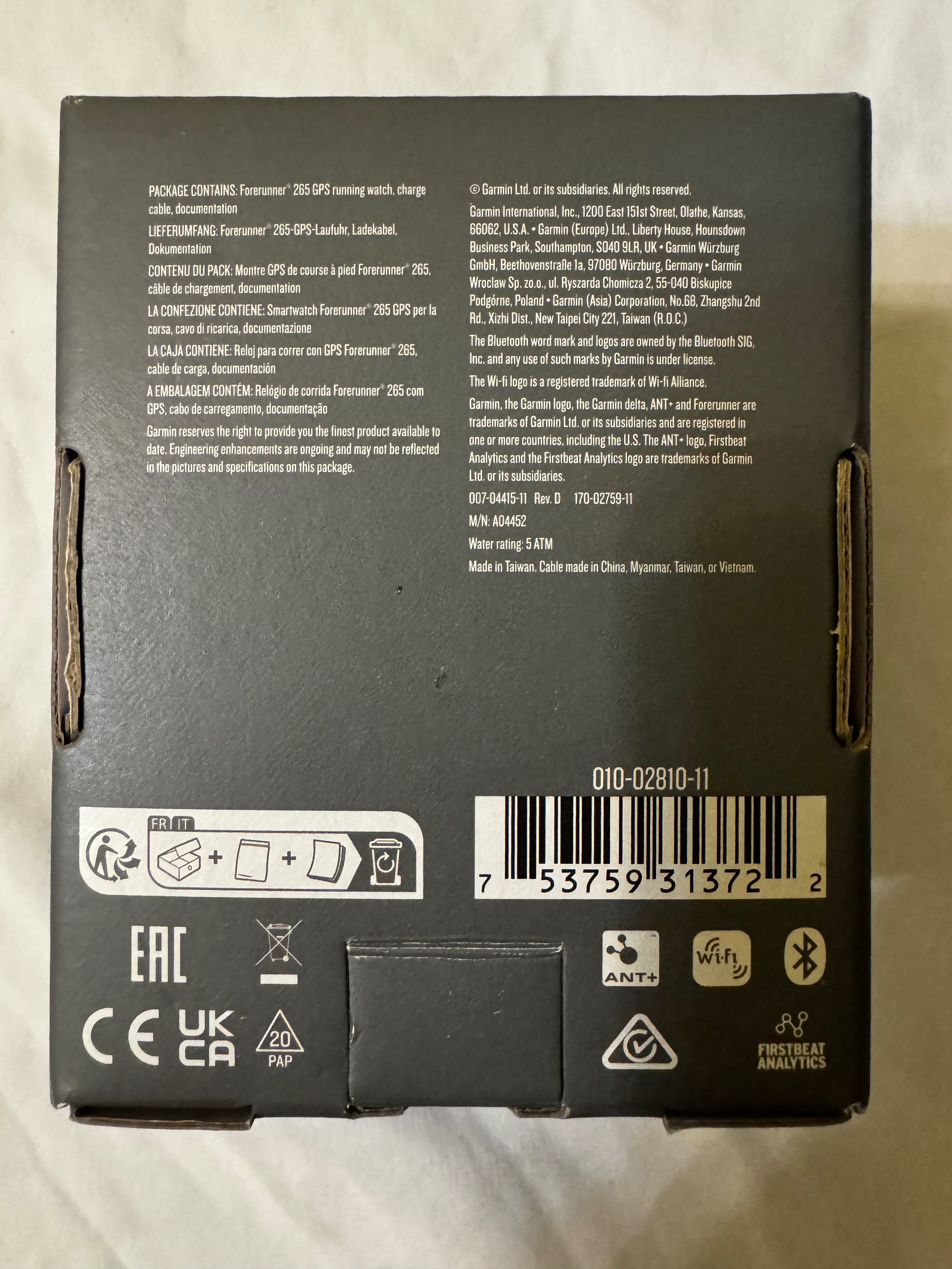 Nowy zegarek Garmin Forerunner 265 biały amoled