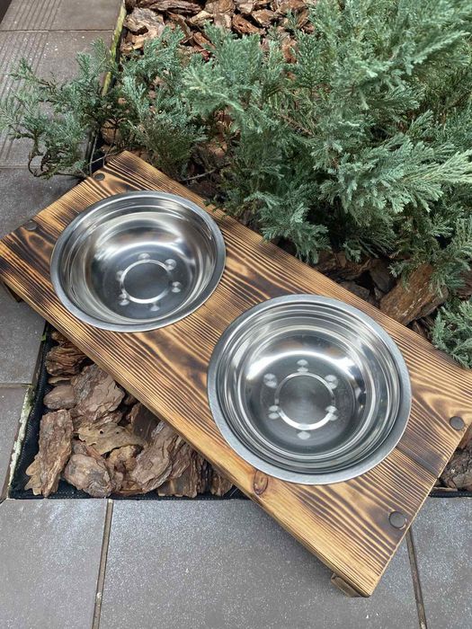 Дерев'яна підставка для мисок собак і котів