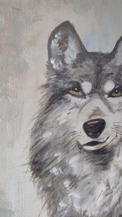 Obraz Wilk malowany akrylem na płótnie 40x50cm