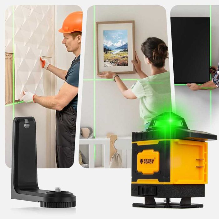 Profesjonalna poziomica z wyświetlaczem LCD, Laser krzyżowy 360