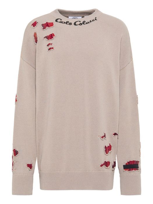 Sweter oversized z łatami Carlo Colucci XL