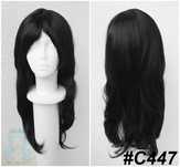 Czarna długa cieniowana peruka z grzywką czarny falowany wig cosplay
