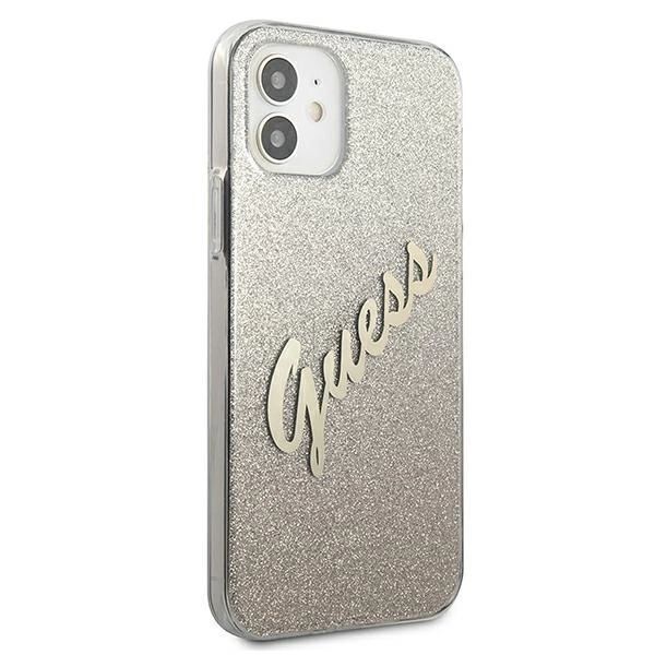 Etui Guess Glitter Gradient Script Na Iphone 12 Mini - Złote