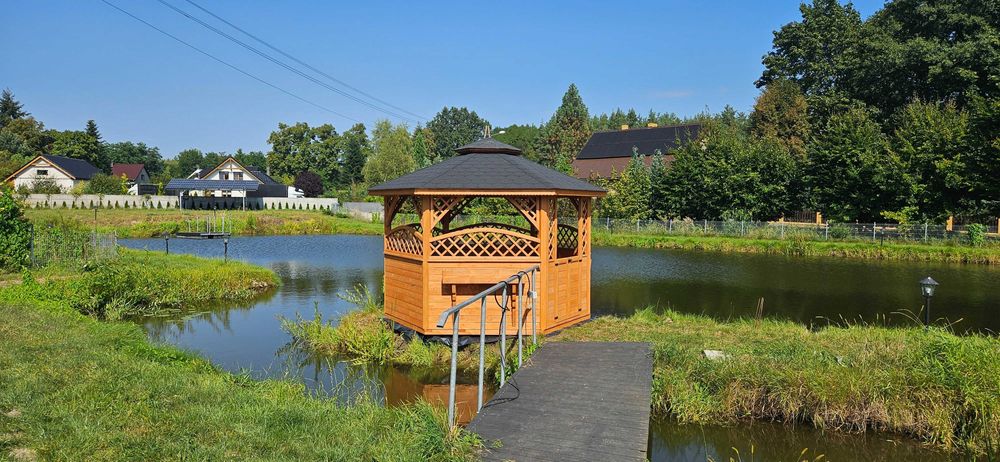 Altana ogrodowa drewniana sześciokątna domki altanki wiaty zadaszenia