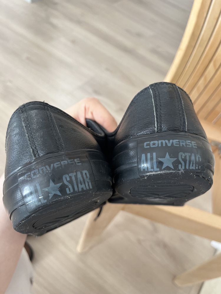 Конверси, чоловічі кеди, converse, натуральна шкіра, чорні