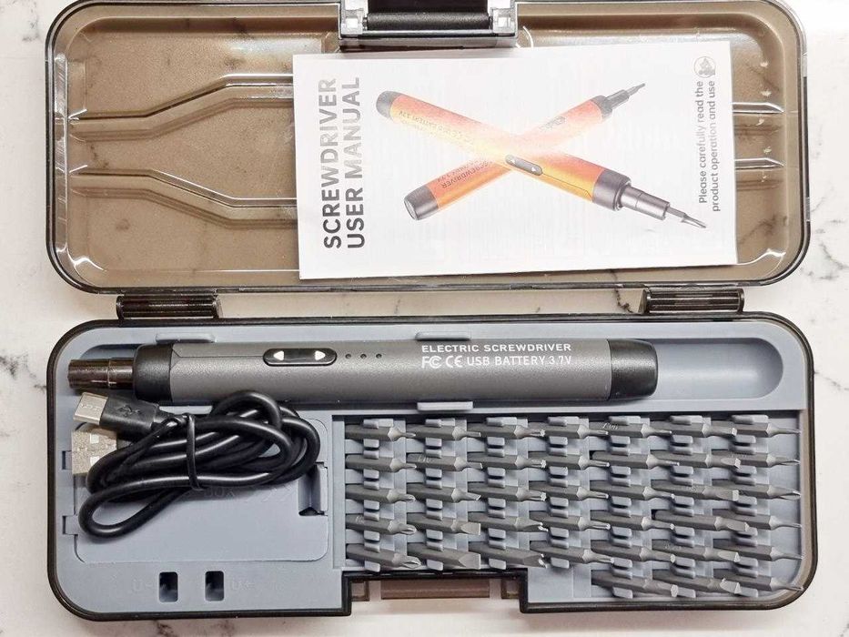 викрутка електрична, акумуляторна, набір змінних біт 38шт