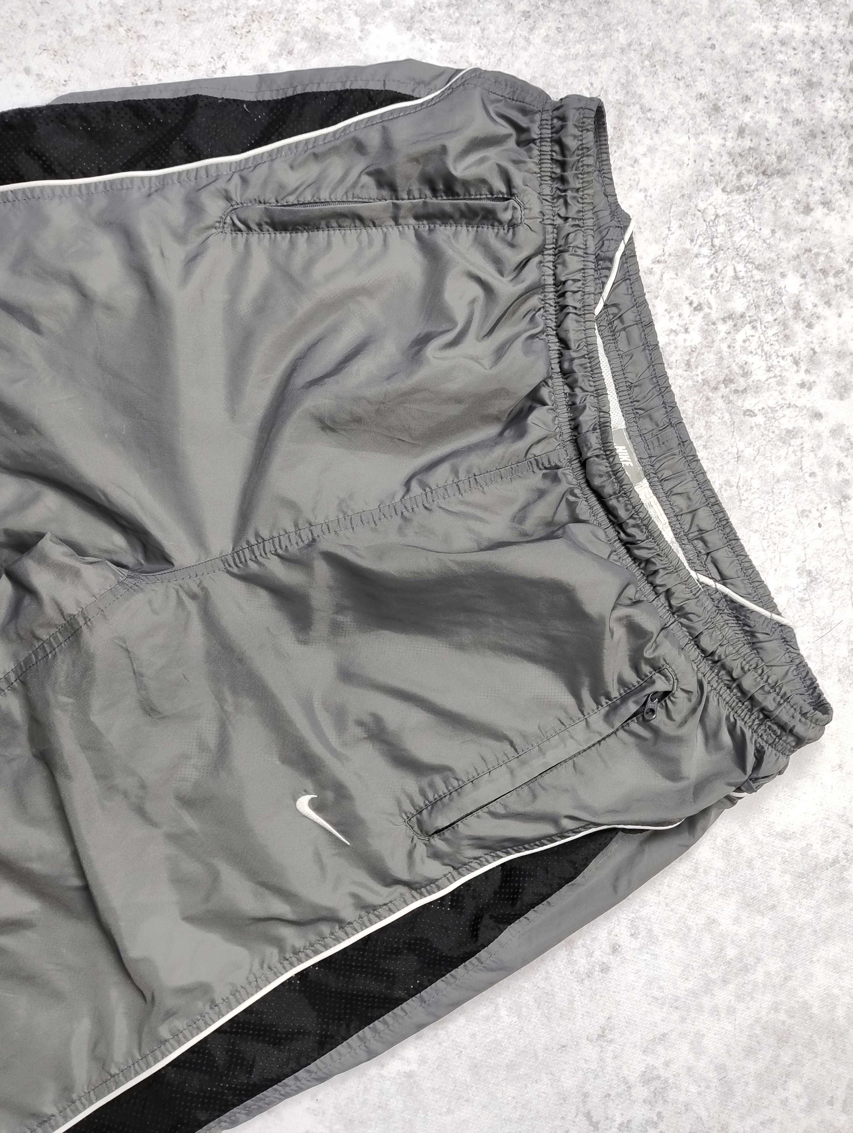 Nike szare spodnie dresowe retro z lampasem i zamkami dresy y2k M