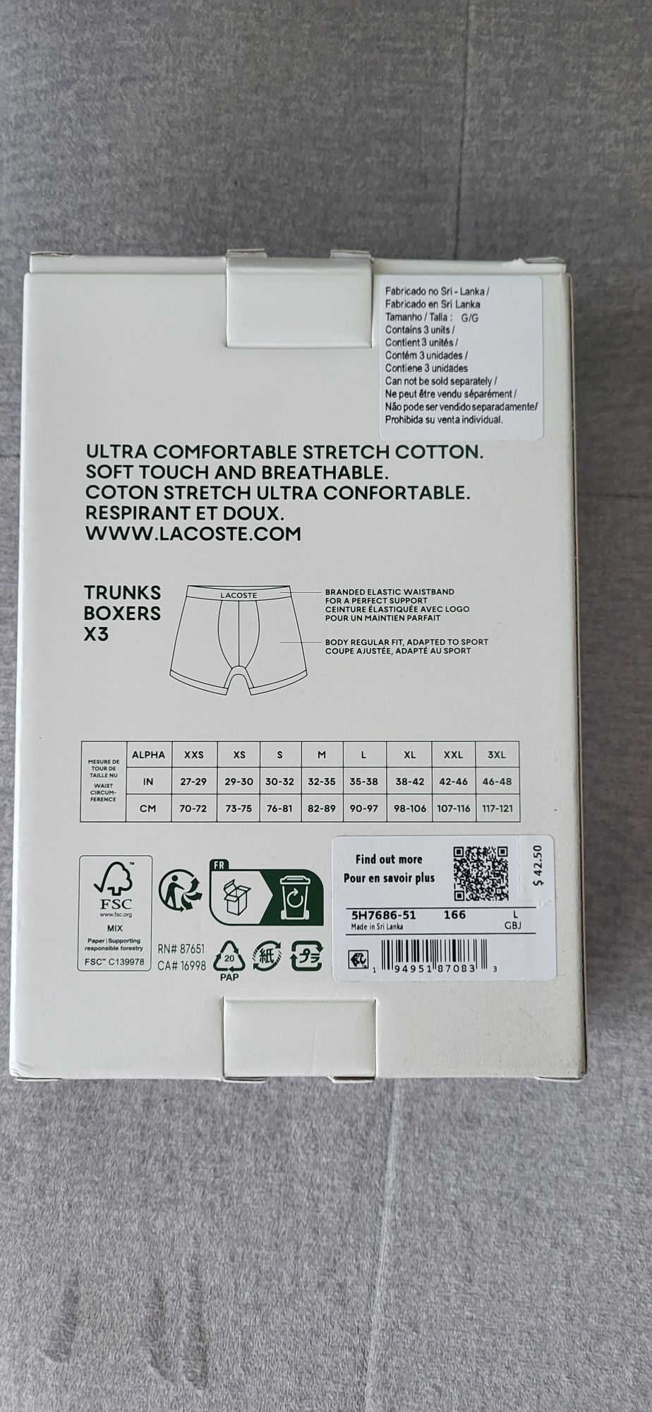 Чоловічі труси Lacoste розмір L