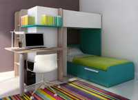 Łóżko piętrowe 2x90x190 biurko,szafa,