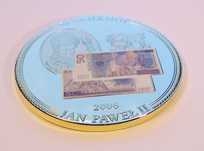 Medal z wizerunkiem banknotów polskich 50 zł platerowany złotem 24K