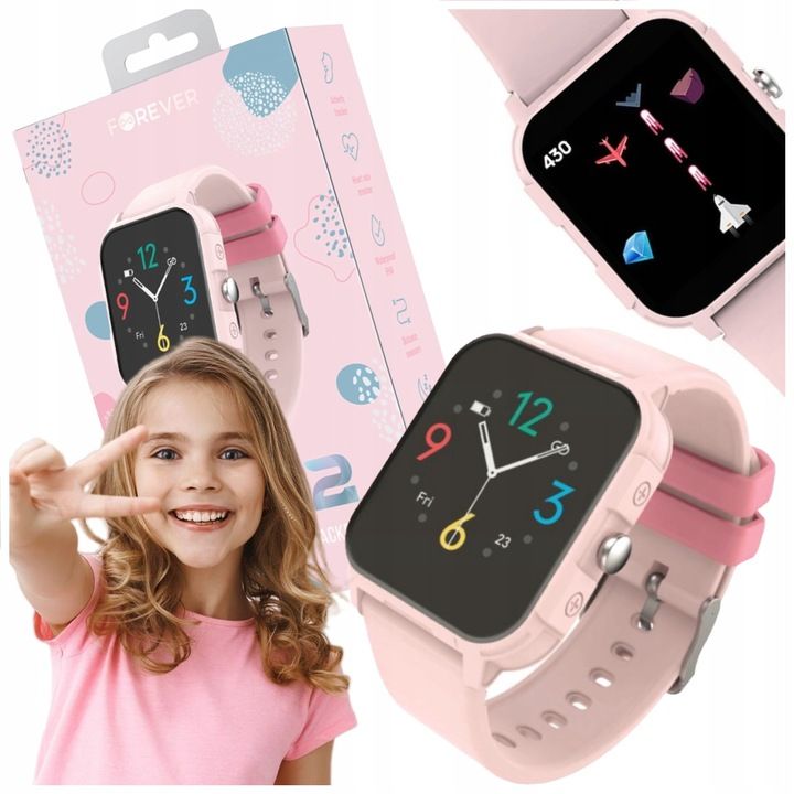 Smartwatch Zegarek Damski Różowy Dla Dzieci Forever Igo Pro Jw-150 Róż