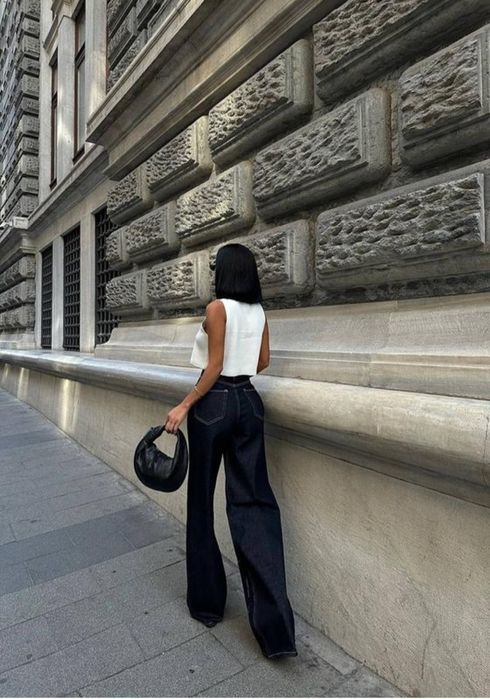 Джинсы палаццо з камінням