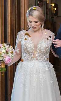 Suknia ślubna, rozm. 38 regulowana, wzrost 168+8cm, dopinane rękawy