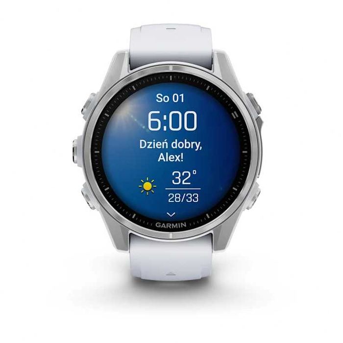 Smartwatch Garmin fenix 8 43mm Amoled, Srebrny z białym paskiem