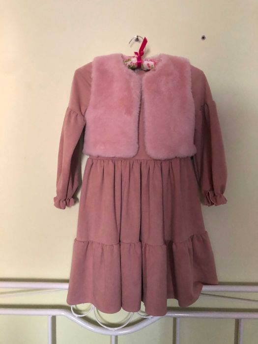 Плаття для дівчинки з хутряним болеро, сукня на ріст 122 см
