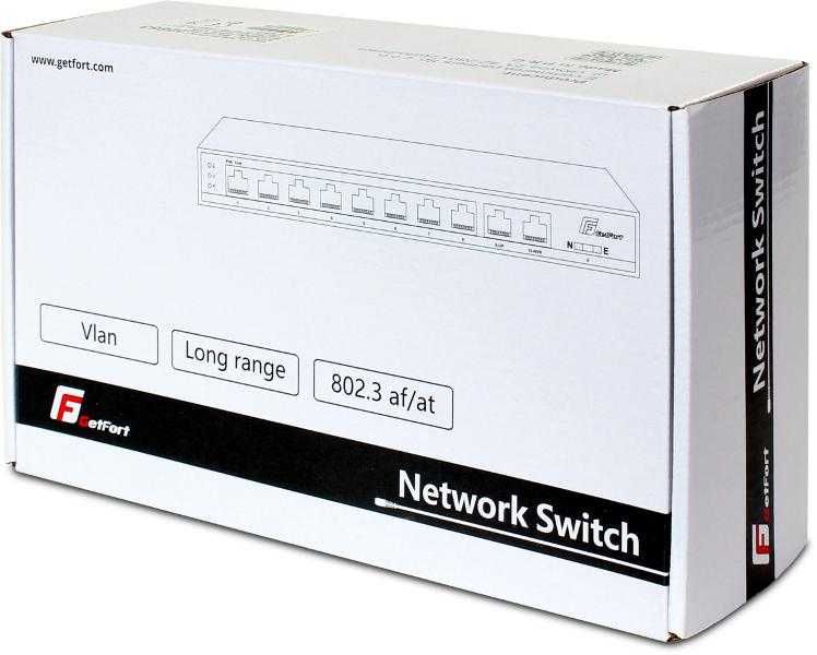 Switch PoE Getfort 8FE x POE + 2FE UpLink Watchdog HI-POE 120W