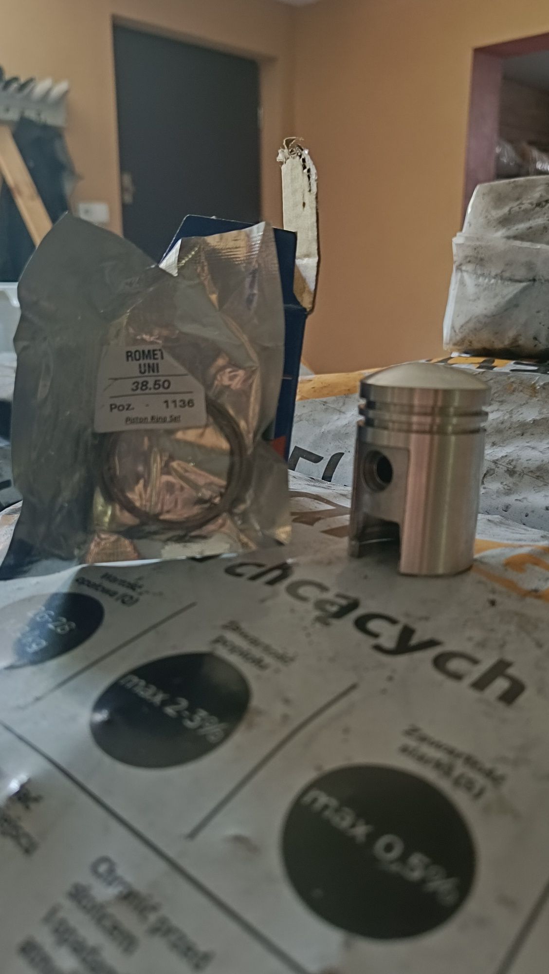 Nowy tłok do ogar/komar/kadet/motorynka