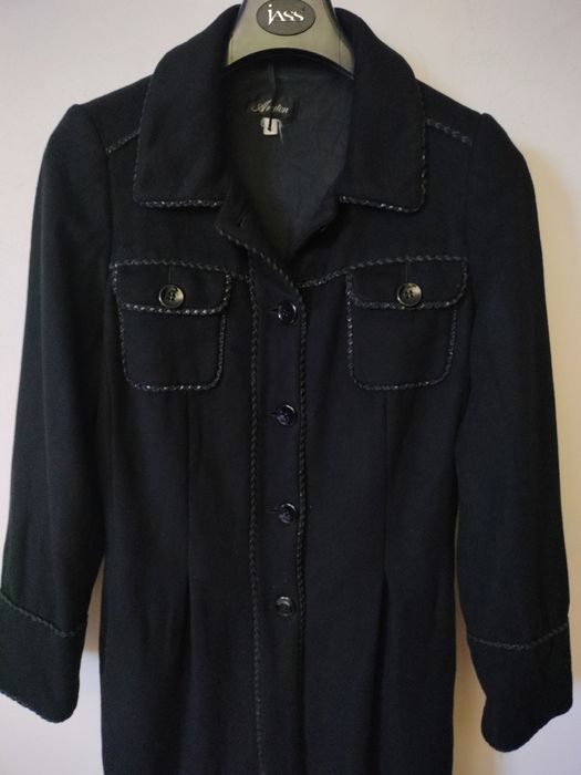 Czarny wełniany kaszmirowy płaszcz Patrizia Aryton