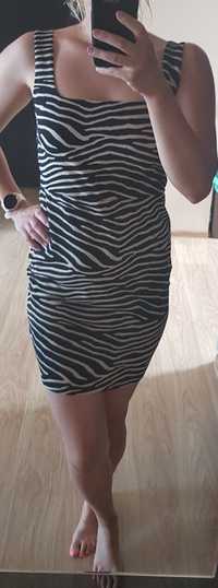 Nowa zebra sukienka H&M mini 38 M 36 S