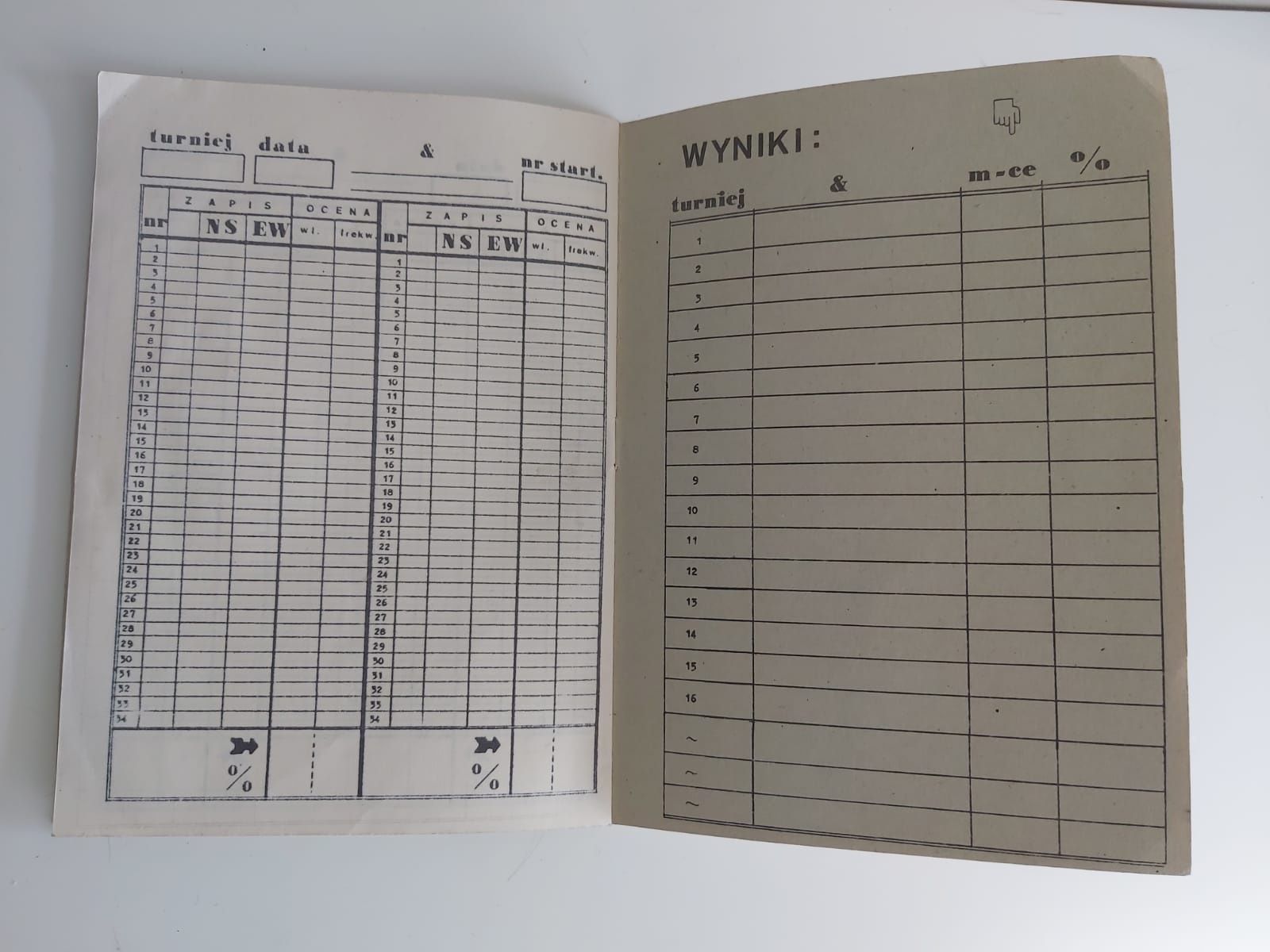 Sława '81 PZBS 1981 prl brydż karty gra wyniki zeszyt