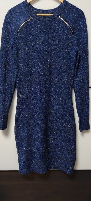 Sukienka midi-Brokatowa niebieska