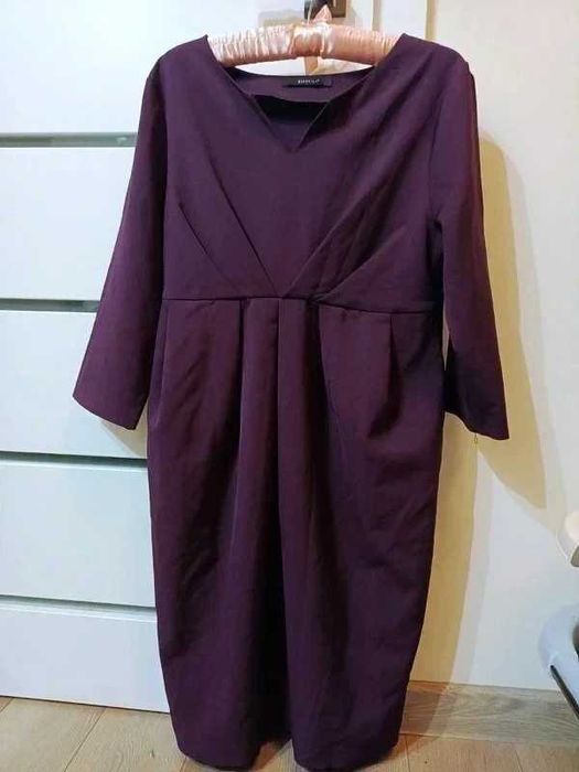 Fioletowa, elegancka sukienka ciążowa 9fashion S M