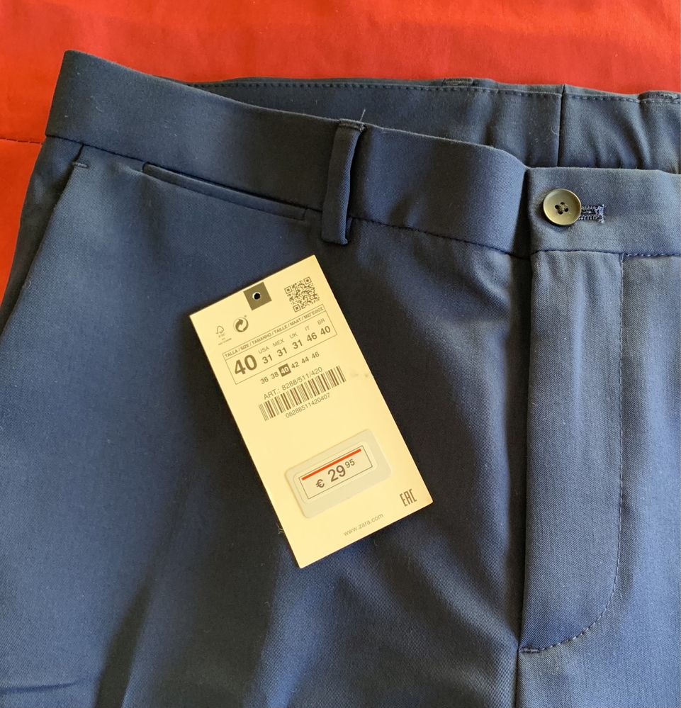 Calças Fato Zara Homem Azul Tam. 40