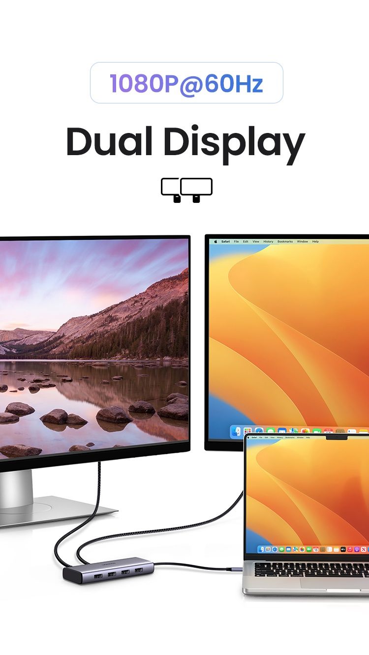 Новый 7 в 1 Ugreen 2хHDMI хаб концентратор переходник USB HUB