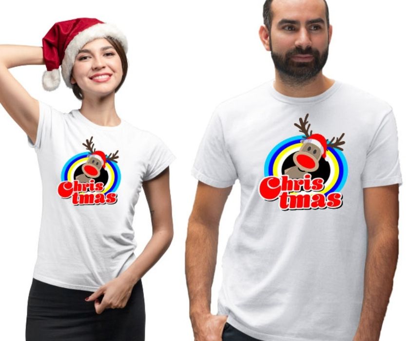 Kolorowy Renifer Świąteczny Christmas zestaw damska i męska świąteczne