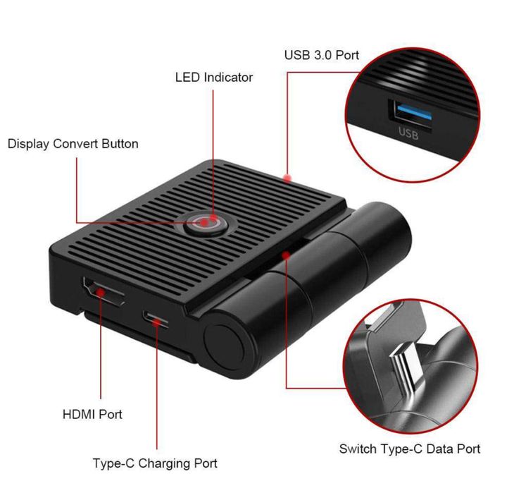 Зарядна портативна док станція для Nintendo Switch NexiGo HDMI