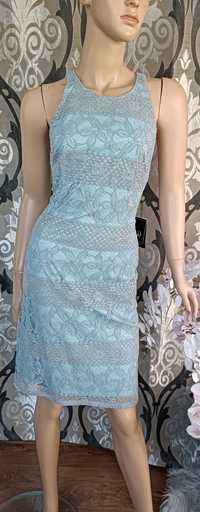 Adrianna Papell USA sukienka turkusowa koronka