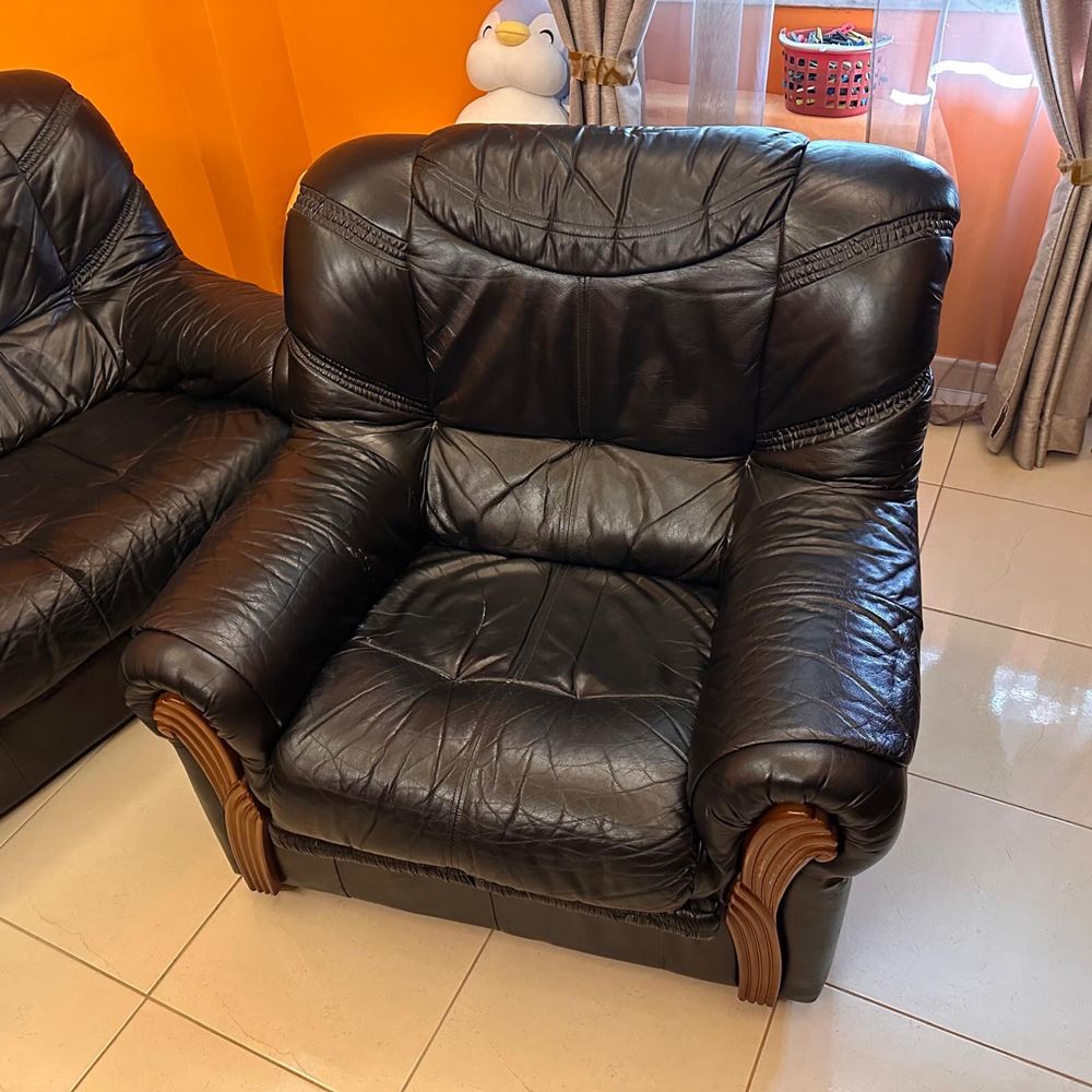 Conjunto sofa em pele - oportunidade