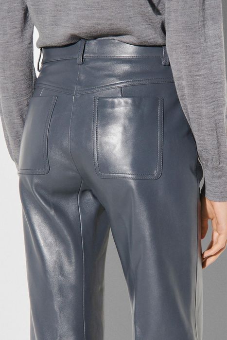 Шкіряні штани Sandro сірі, розмір 36 EU, натуральна шкіра