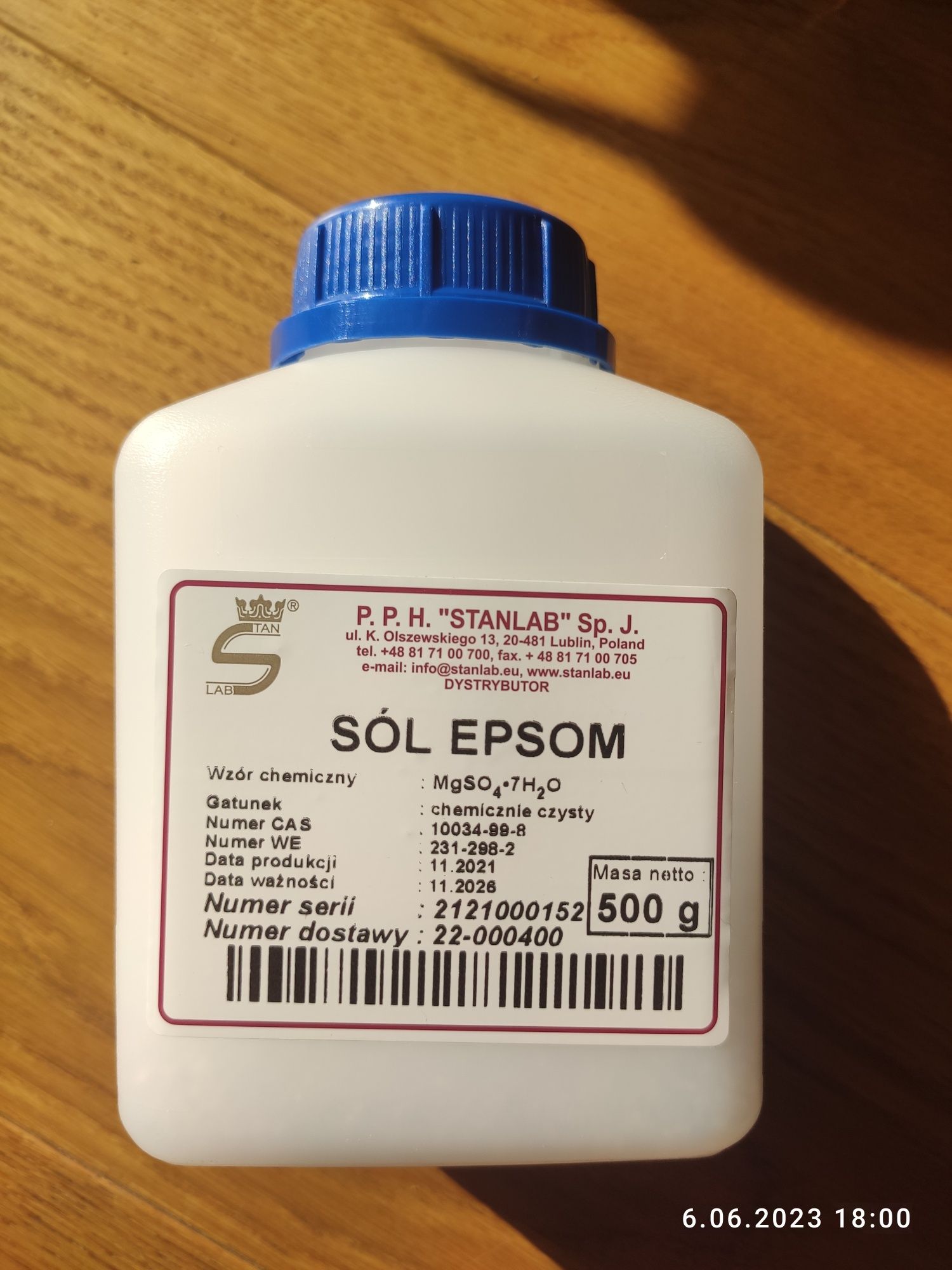 Gorzka sól Epsom 0,5 kg NOWA