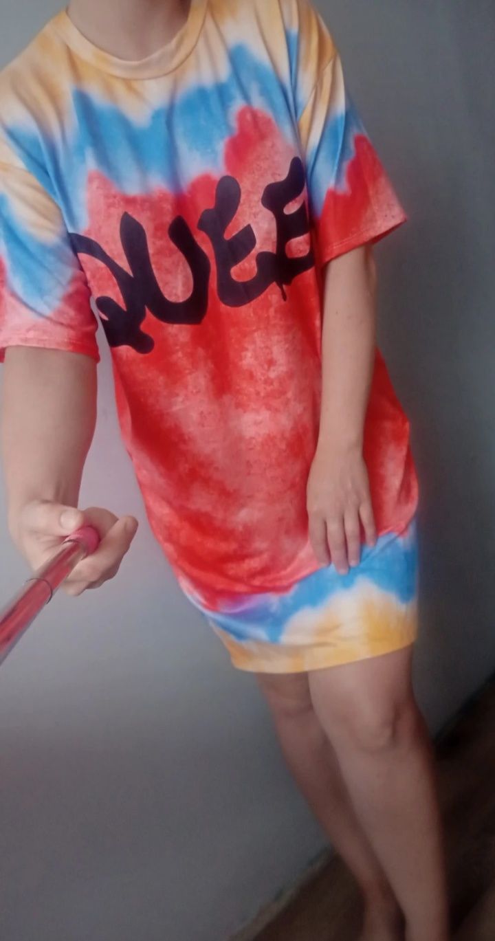 Czerwona ombre sukienka tshirtowa one size NOWA!