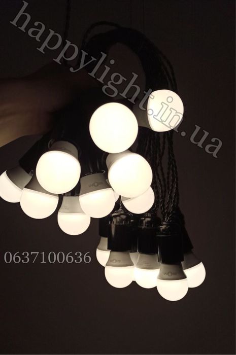 Гирлянда ретро лампы led/матовые/накаливания/филамент витой провод ч/б